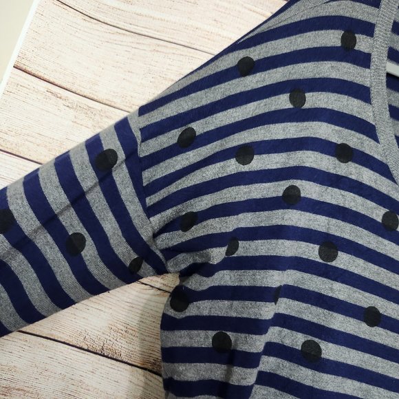 Lane Bryant Sweater Pullover Long Sleeve Polka Dots Striped Gray Blue Size 18/20 - Picture 4 of 12